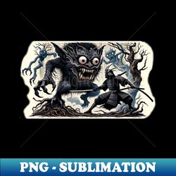 Samurai vs Monster - Modern Sublimation PNG File - Spice Up Your Sublimation Projects