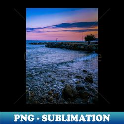 Blue Summer Sky Sea Waves Nature Sunset Beach Pink Horizon - PNG Transparent Digital Download File for Sublimation - Unleash Your Creativity