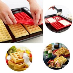 Red Safety 4 Cavity Waffle Cake Chocolate Pan Silicone Mold Baking Molds