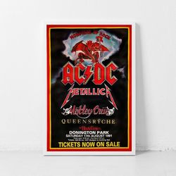 ACDC Music Gig Concert Poster, Classic Retro Rock Vintage Wall Art Print Picture Decor Canvas Poster