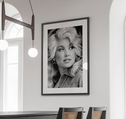 Dolly Parton Poster, Black and White Art Print, Country Music Memorabilia, Feminist Wall Art, Vintage Poster, Unique Wal