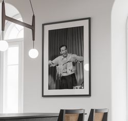 Frank Sinatra Eating Spaghetti Poster, Italian Restaurant Decor, Kitchen Wall Art, Cafe Print, Vintage Black and White P