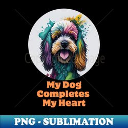 Cute Colorful Poodle Dog Head - PNG Transparent Sublimation Design - Instantly Transform Your Sublimation Projects