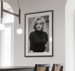 Marilyn Monroe Poster, Fashion Photography, Old Hollywood Print, Wall Art, , Black And White, Marilyn Monroe Print