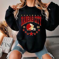Retro Kansas City Chiefs Sweatshirt, Vintage Style Football Shirt, Chiefs Football Crewneck, KC Chiefs Fan Gift Shirt, G