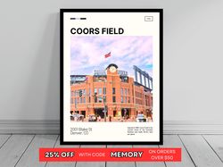 Coors Field Print  Colorado Rockies Poster  MLB Art  MLB Stadium Poster   Oil Painting  Modern Art   Travel Print
