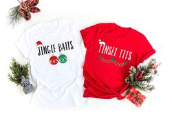 jingle balls shirt,tinsel tits shirt,christmas shirt,christmas couples shirts,holiday shirts,christmas matching shirt,co