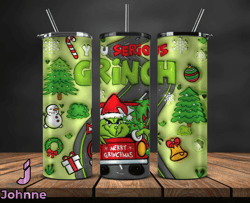 Grinchmas Christmas 3D Inflated Puffy Tumbler Wrap Png, Christmas 3D Tumbler Wrap, Grinchmas Tumbler PNG 06