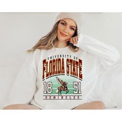 Vintage Florida State-Seminoles Mascot Sweatshirt, Retro Florida State Football Sweatshirt, NCAA Shirt, Greatest Gift Ev