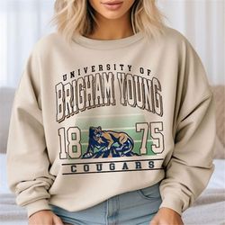 Vintage Brigham Young Football Sweatshirt, Brigham Young-Cougars Mascot Shirt, NCAA Football Shirt, Best Gift Ever
