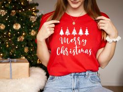 Merry Christmas Sweatshirt, Christmas Sweatshirt, Sweatshirt for Her,Christmas Pullover, Christmas Trees T-shirt, Holida