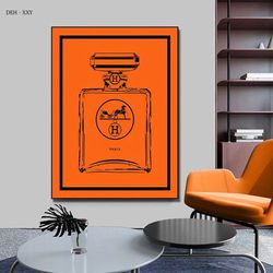 Orange Luxurious Home Decorative Painting Perfume Bottle Art Canvas Poster Prints Minimalism Wall Art Pictures Living Ro