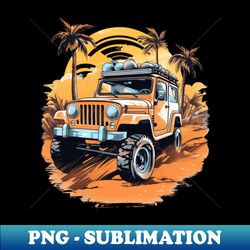 tropical escape - palm tree jeep adventure - digital sublimation download file - bring your designs to life