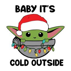 Baby it's cold outside Svg, Baby Yoda Svg, Disney Christmas Svg, Christmas Lights Svg, Baby yoda Santa Svg