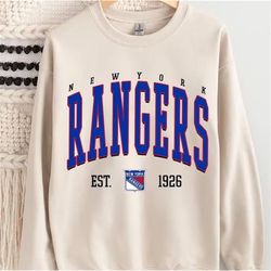 New York Rangers Crewneck, Vintage Style New York Rangers Sweatshirt, New York Rangers Sweatshirt, College Sweatshirt, H