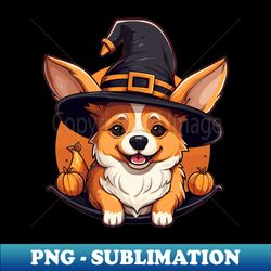 corgi witch halloween hat pumpkin costume - png sublimation digital download - capture imagination with every detail