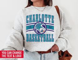 Charlotte Hornet, Vintage Charlotte Hornet Sweatshirt  T-Shirt, Hornets Sweater, Hornets T-Shirt, Vintage Basketball Fan