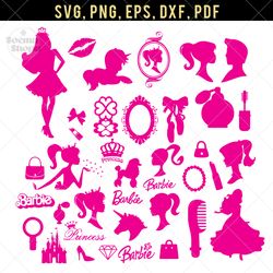 pink barbie bundle svg, pink doll svg clipart, compatible with cricut and cutting machine