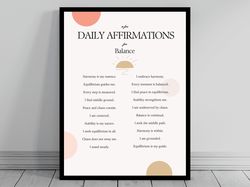 Affirmation Wall Art for Balance  Self Love Positive Affirmations  Words of Affirmation Poster  Daily Affirmations Print
