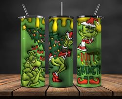 Grinchmas Christmas 3D Inflated Puffy Tumbler Wrap Png, Christmas 3D Tumbler Wrap, Grinchmas Tumbler PNG 136