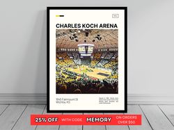 Charles Koch Arena Print  Wichita State Shockers Basketball Poster  NCAA Stadium Poster   Oil Painting  Modern Art  Trav
