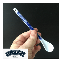 St Dalfour Porcelain Spoon, Blue and White French Pottery, Jam Spoon, Vintage Collectible, Vintage Porcelain Tableware