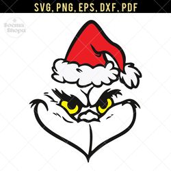 Christmas Grinch Face SVG, Green Christmas SVG Clipart, Compatible with Cricut and Cutting Machine