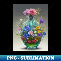 glass bottle with flowers - premium png sublimation file - instantly transform your sublimation projects