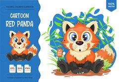 Cute cartoon red panda. T-Shirt, PNG, SVG.