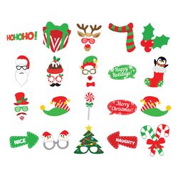 christmas decor bundle svg, christmas printable photo activity, christmas clipart, santa svg, holidays svg