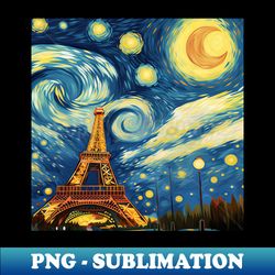 Van gogh Inspired Starry Night in Paris Painting - Special Edition Sublimation PNG File - Bring Your Designs to Life