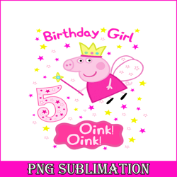 Birthday girl 5th oink oink png