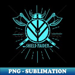 Shield Maiden in Aqua - Special Edition Sublimation PNG File - Perfect for Sublimation Art