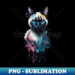 Cute Siamese Cat Head - High-Resolution PNG Sublimation File - Perfect for Creative Projects