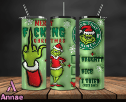 Grinchmas Christmas 3D Inflated Puffy Tumbler Wrap Png, Christmas 3D Tumbler Wrap, Grinchmas Tumbler PNG 01