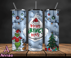 Grinchmas Christmas 3D Inflated Puffy Tumbler Wrap Png, Christmas 3D Tumbler Wrap, Grinchmas Tumbler PNG 100