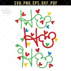 Hoho Mickey Christmas Light, Christmas Light SVG Clipart, Compatible with Cricut and Cutting Machine