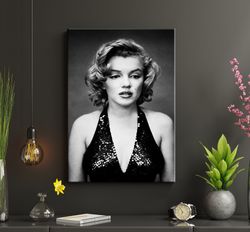 Marilyn Monroe Black and White , Marilyn Monroe Vintage Canvas Wall Art, American Legend Marilyn Monroe Decor