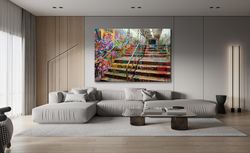 New Wonderful Graffiti Color Stair Canvas Painting, High quality Canvas, Popart Wall Decor,Street art, Graffiti art, Hom