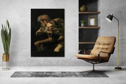 Saturn Devouring His Son by Francisco Goya Canvas Painting, Canvas, Art Decor for Home or Office, CANVAS Art Print, Goth