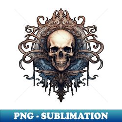 Dark Fantasy Skull Print Ornate Gothic Revival Design in Beige - Decorative Sublimation PNG File - Bring Your Designs to Life
