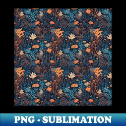 aquatic seamless pattern underwater sea life ocean marine aquarium coral water plants fish nautical - signature sublimation png file - perfect for sublimation mastery