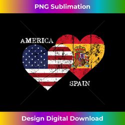 Spain USA Flag Heart T for Spanish Americans - Artisanal Sublimation PNG File - Elevate Your Style with Intricate Details