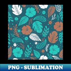 Foliage  Hibiscus Pattern - Navy - High-Quality PNG Sublimation Download - Unleash Your Inner Rebellion