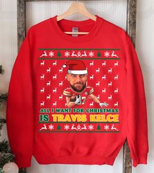 Travis Kelce Christmas SweatShirt , Kelce Shirt , Vintage Kansas City Football, Kelce Kansas City Football, Christmas Gi