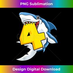 4 Shark Birthday Animal Themed Bday Party Celebration 4th - Sleek Sublimation PNG Download - Reimagine Your Sublimation Pieces