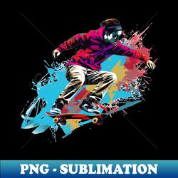 A Graphic Pop Art Drawing of a Skateboarder Performing a Trick - Digital Sublimation Download File - Unlock Vibrant Sublimation Designs