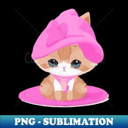 pink hat kitten - exclusive png sublimation download - transform your sublimation creations