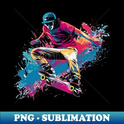 A Graphic Pop Art Drawing of a Skateboarder Performing a Trick - Exclusive PNG Sublimation Download - Stunning Sublimation Graphics
