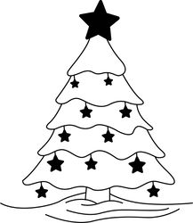 CHRISTMAS TREE LINE ART VECTOR FILE 1 SVG DXF EPS PNG JPG FILE
